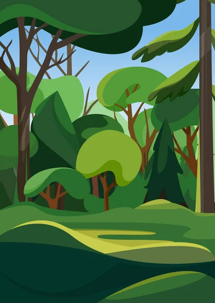 Forêt dense en saison estivale. — Image vectorielle