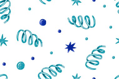 Kış tatili Mutlu yıllar ve mutlu noeller serpantin çelenk elli izole edilmiş arka planda suluboya çizimi ile kusursuz desenler. Tekstil baskısı