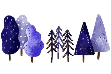 Orman ağaçları el çizimi