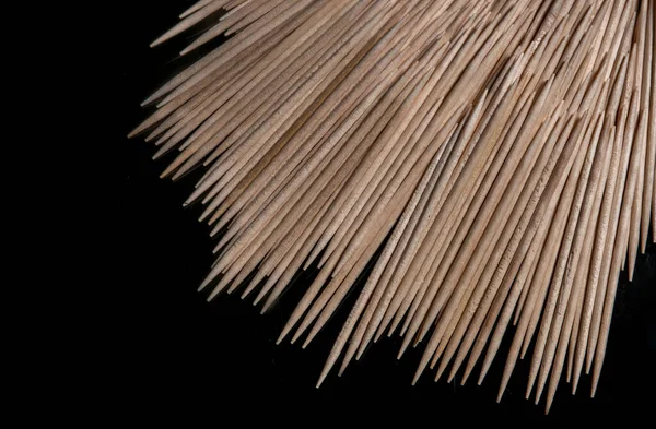 Toothpicks Arranged Fan Black Background — Stock Photo, Image