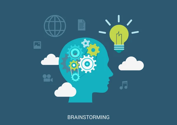 Brainstorming concept plat — Image vectorielle