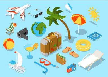 Travel objects icon set 