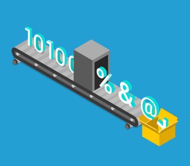 Data encryption process isometric concept clipart