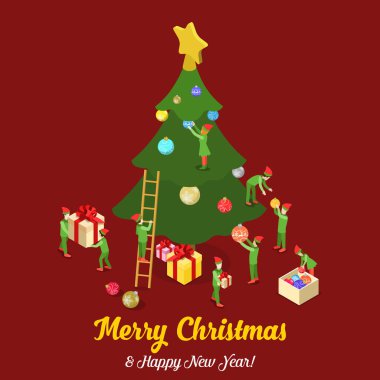 Merry Christmas isometric concept