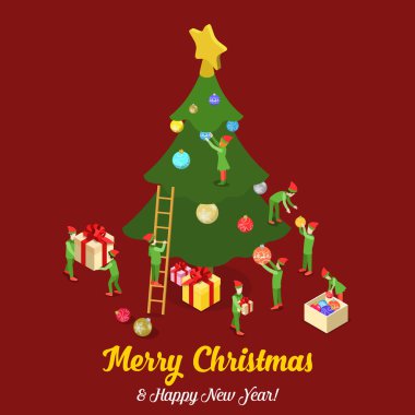 Merry Christmas isometric concept clipart