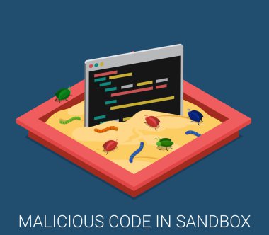 Sandbox hata ayıklama düz illüstrasyon.