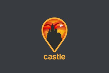 Map Geo Locator Castle Logo  clipart