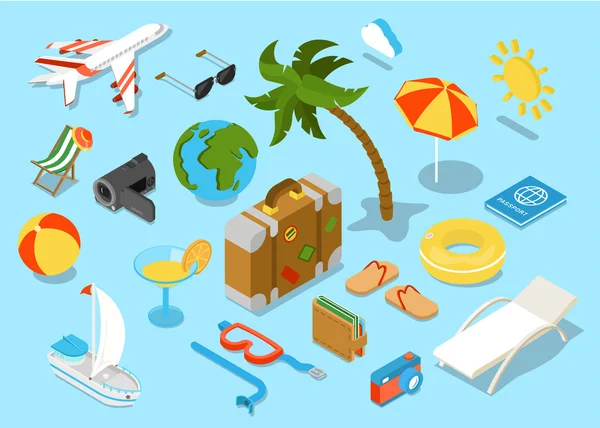 Travel objects icon set — Stockový vektor