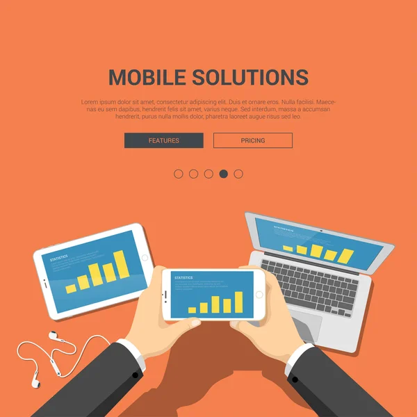 Konzept für mobile Lösungen — Stockvektor