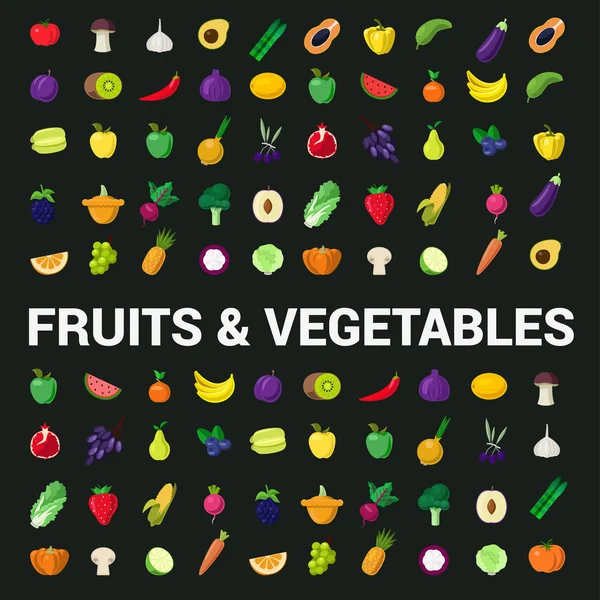 Εικονίδιο σύνολο αγρόκτημα φρούτων λαχανικών — Διανυσματικό Αρχείο