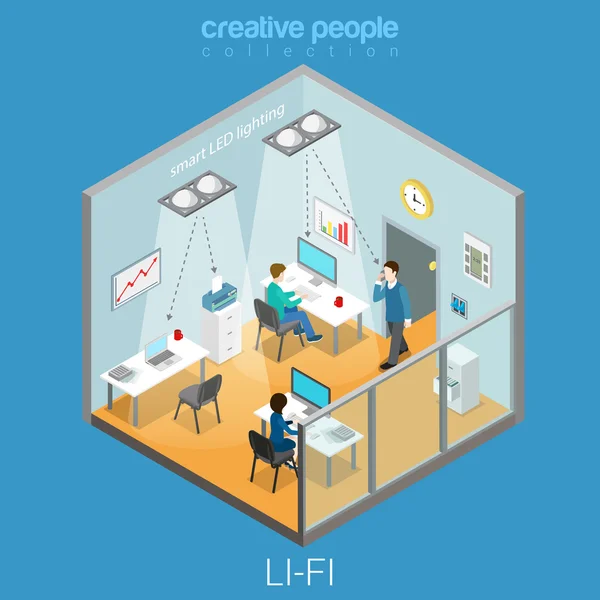 Li-Fi 기술 아이소메트릭 개념 — 스톡 벡터