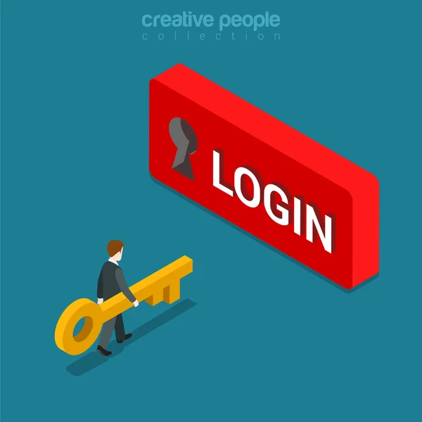 Login Sign in button isometric concept — Stock Vector