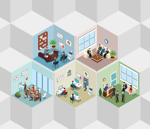 Office interior isometric concept — Stock Vector