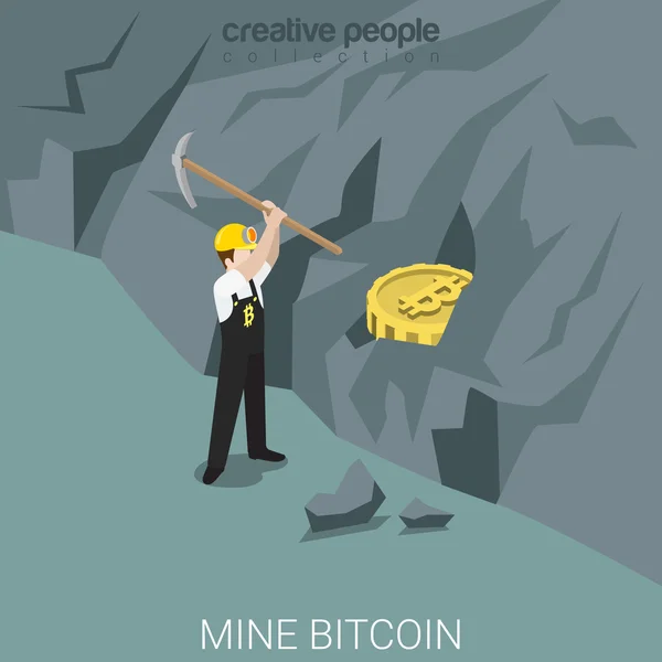 Bitcoin шахтаря ізометричної концепції — стоковий вектор