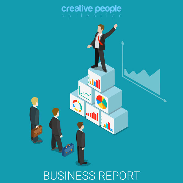 Corporate business report isometric concept