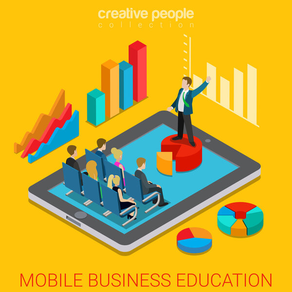 business education online isometric concept