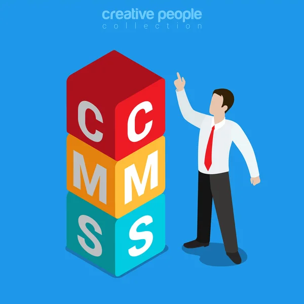 CMS content management isometric concept — Stock Vector