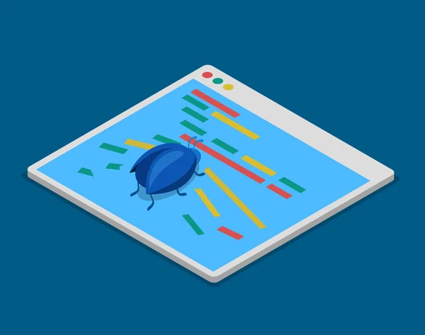 プログラム コードバグのアイソメ概念 — ストックベクタ