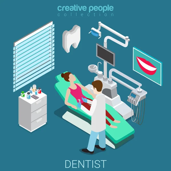 Dentist at work isometric concept — Stock Vector