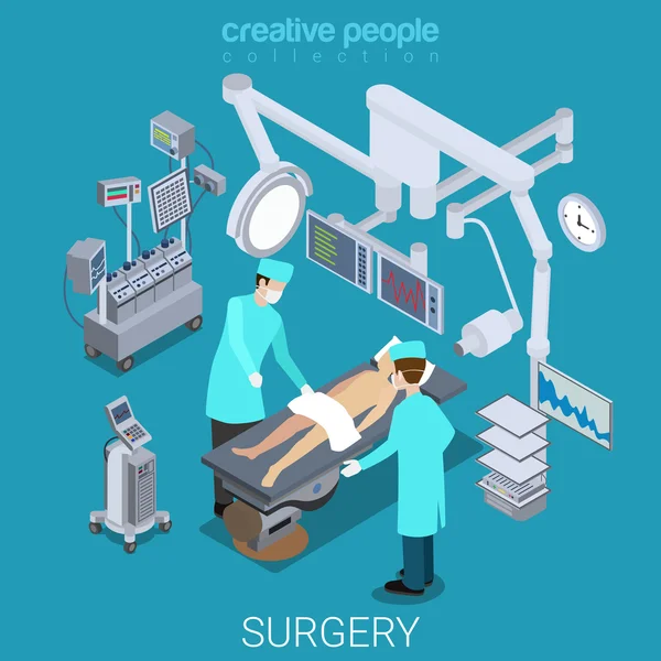 ห้องผ่าตัดโรงพยาบาลแนวคิด isometric — ภาพเวกเตอร์สต็อก