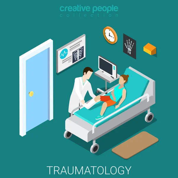 Conceito isométrico hospitalar de traumatologia — Vetor de Stock