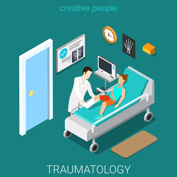 Traumatology hospital isometric concept — Stock Vector