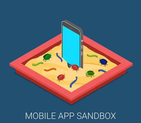 Sandbox hata ayıklama düz illüstrasyon. — Stok Vektör