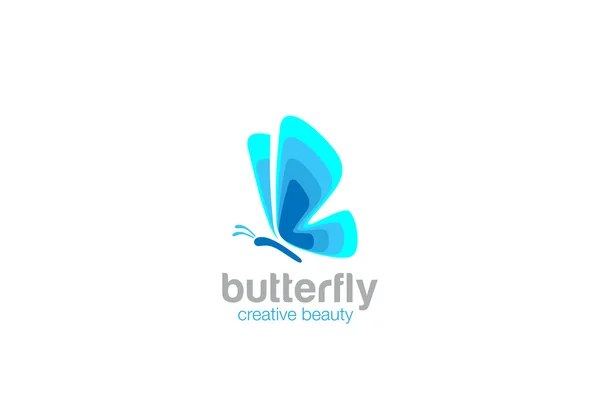 Blaues abstraktes Schmetterling Logo — Stockvektor