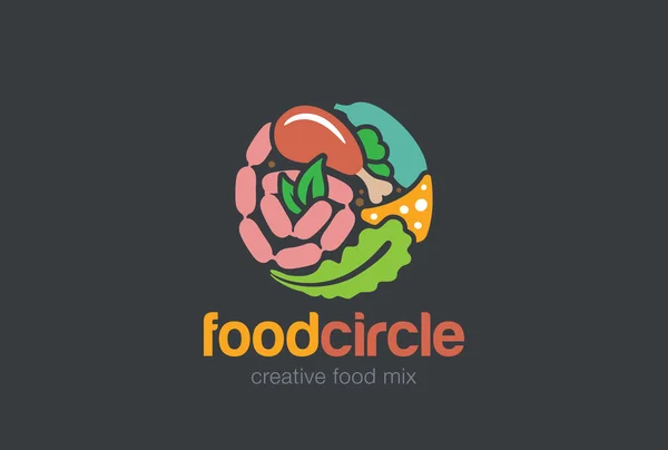 Zestaw Food Gourmet koło Logo — Wektor stockowy