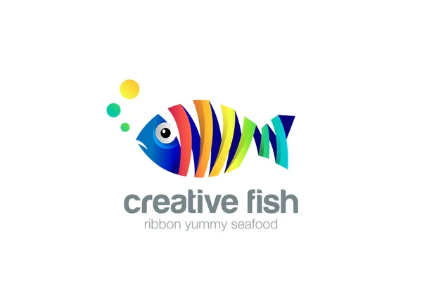 Πολύχρωμη κορδέλα ψάρια αφηρημένη λογότυπο — Διανυσματικό Αρχείο