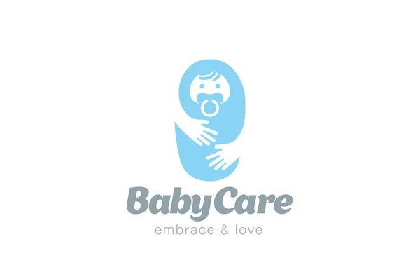Abbraccia il logo della cura del bambino — Vettoriale Stock