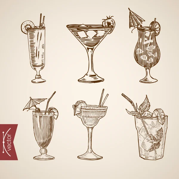 Aperitif alcohol glasses set Royalty Free Stock Vectors