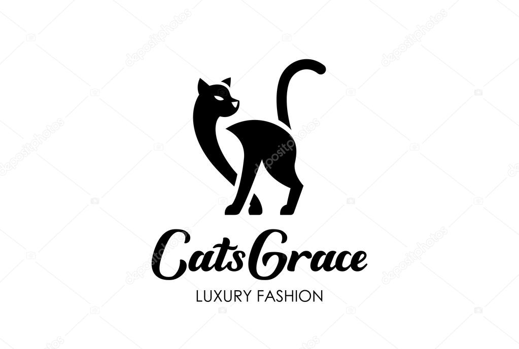 Cat Silhouette Logo design vector template negative space style