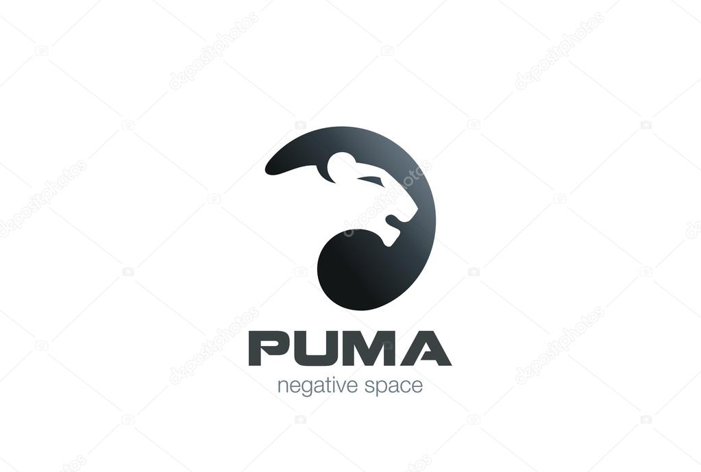 Wild Puma Logo design vector template negative space