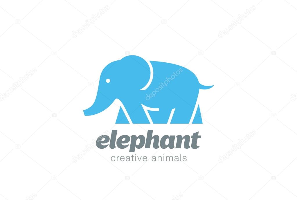 Walking Elephant Logo design vector template. Africa Zoo Safari Icon
