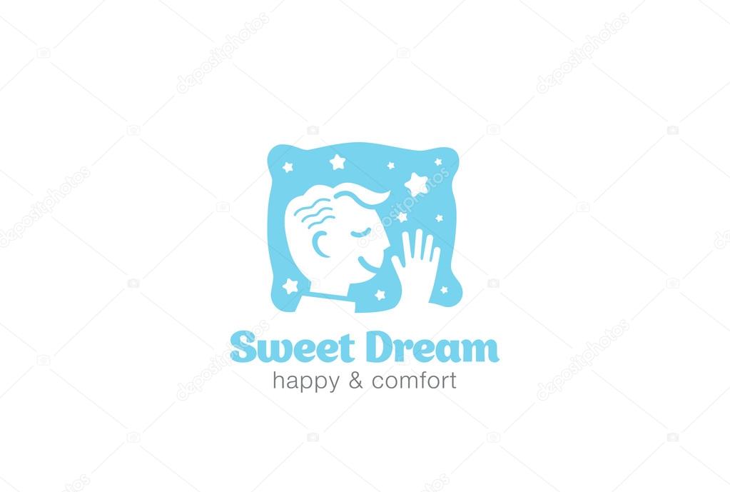 Man Sleeping on Pillow Logo design vector template
