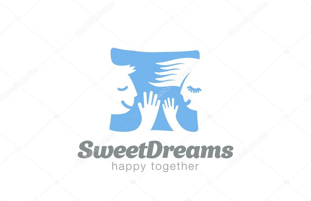 Couple Sleeping on Pillow Logo design vector template