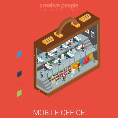 Mikro mobil ofisinfographic kavramı
