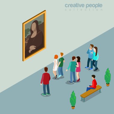 Louvre'da Mona Lisa Joconda isometrik kavram