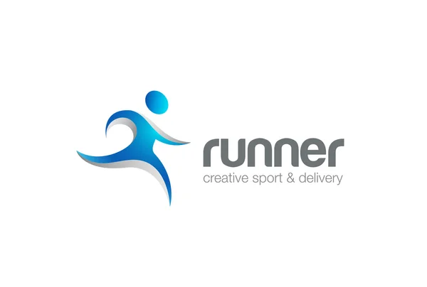 Running Blue Logo abstracto de carácter — Vector de stock