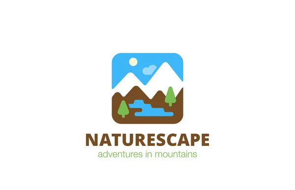 Quadratische Natur Landschaft Reise Logo — Stockvektor