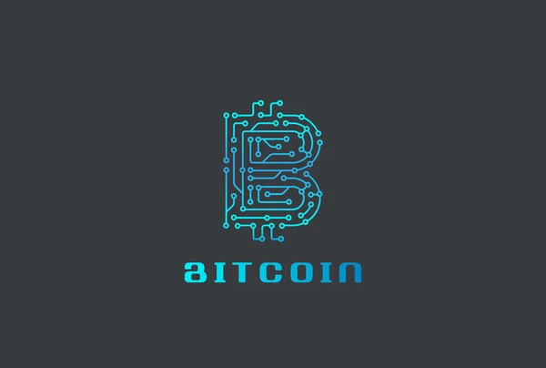 Dijital Çip Bitcoin Logosu — Stok Vektör