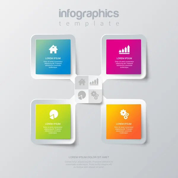 Modèle de maquette infographie multicolore — Image vectorielle