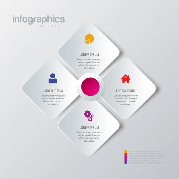 Plantilla de maqueta de infografías multicolor — Archivo Imágenes Vectoriales