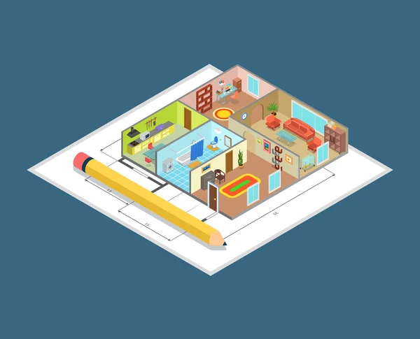 Lägenhet Interior plan — Stock vektor