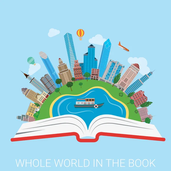 Whole world in book — Stok Vektör