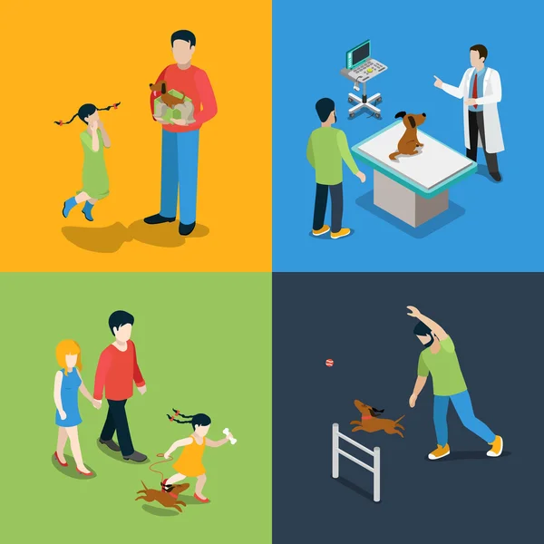 Set de iconos veterinarios isométricos. — Vector de stock