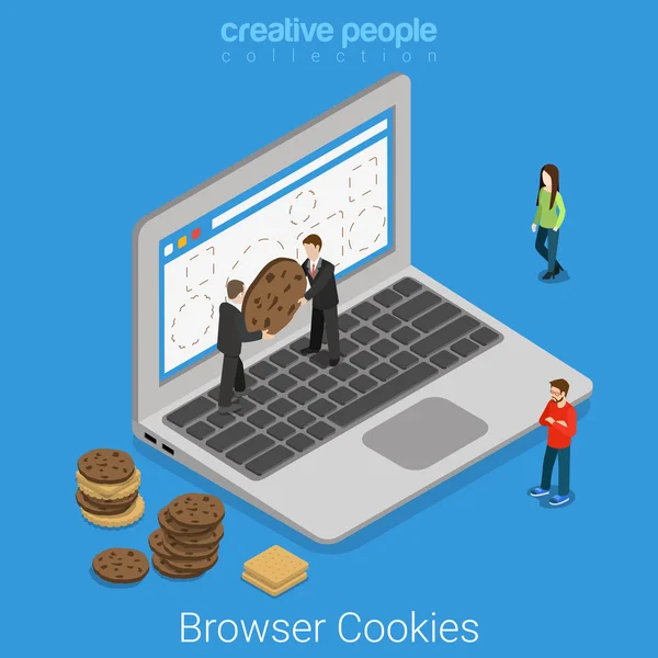 Technologie souborů cookie prohlížeče laptopů — Stockový vektor