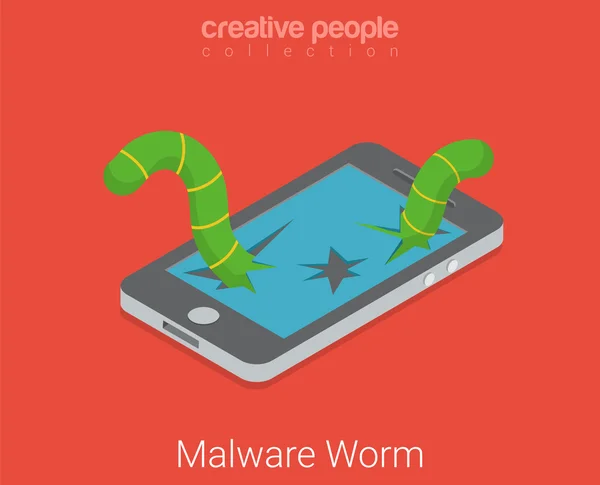 Malware solucan virüs uygulaması yazılımı. — Stok Vektör