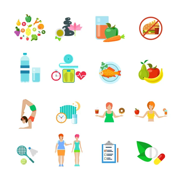 Estilo de vida saludable Iconos conjunto . — Vector de stock